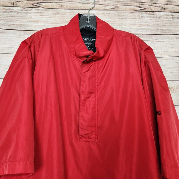 DryJoys by FootJoy 1/2 Zip Snap Pullover Golf Rain Jacket Mens Large Red/Black - Picture 2 of 16